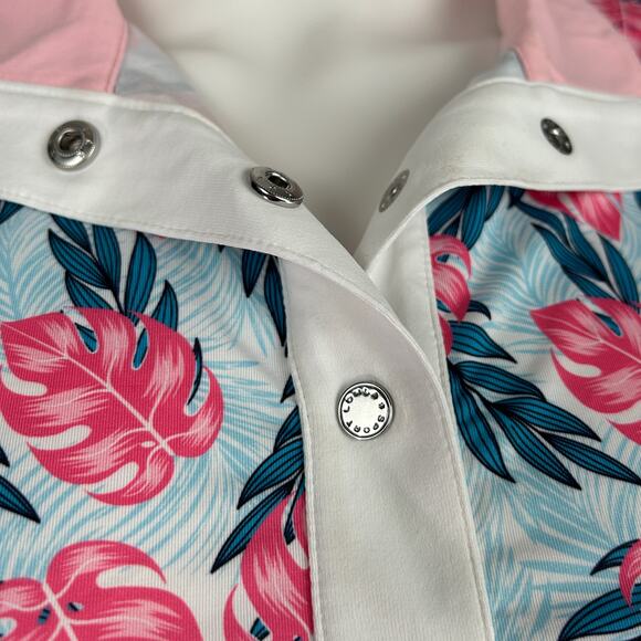 NWT LOHLA SPORT "The Sunny Palm" Sleeveless Polo Sport Top (Peony | Size M/L) - Picture 5 of 8